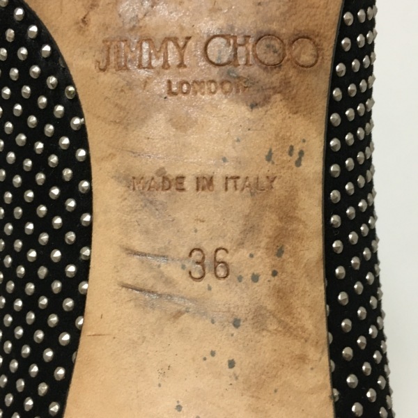 ジミーチュウ JIMMY CHOO パンプス 36 - スエード×金属素材 黒×シルバー レディース スタッズ/アウトソール張替済 靴 6