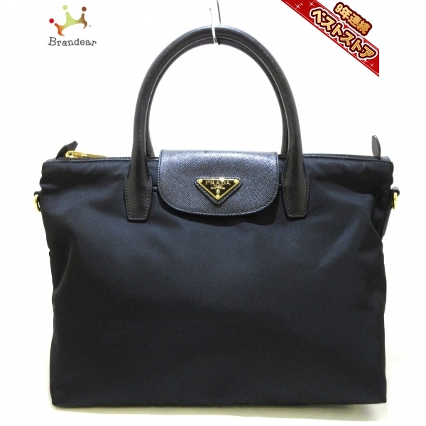プラダ PRADA ハンドバッグ - ナイロン×レザー 黒 レディース 美品
