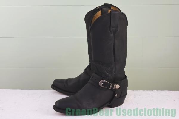 P468◆スペイン製【SENDRA】リングブーツ 良い味 黒 ブラック メンズ 42 26cm