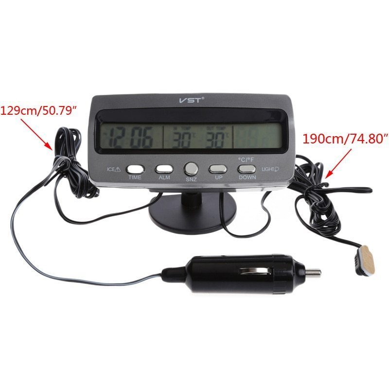 車温度計アラーム時計電圧計自動車内外装温度計カレンダークロック_画像2