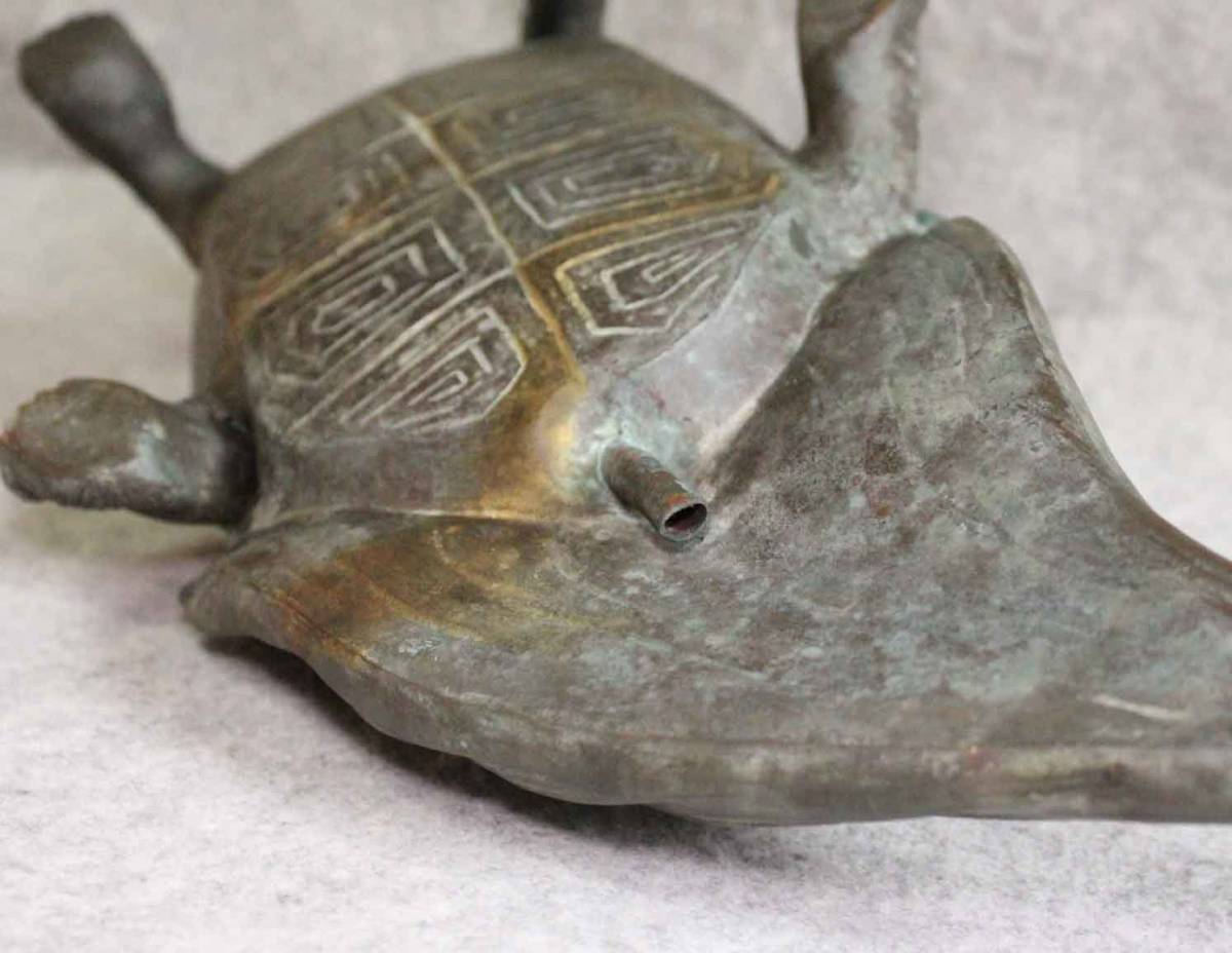 金属工芸□亀 置物 ブロンズ像□蓑亀 緑毛亀 カメ bronze turtle 金属工芸□亀 置物 ブロンズ像□蓑亀 緑毛亀 カメ bronze turtle