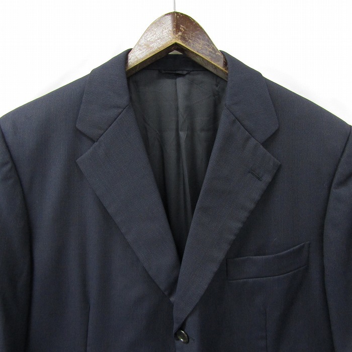  Italy made size 52 XL~ BURBERRY tailored jacket blaser navy 3 button stripe Burberry old clothes Vintage 2J1394