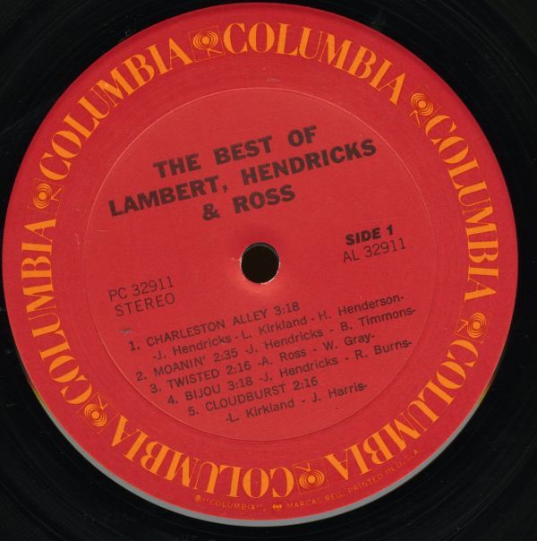 米盤LP！COLUMBIA NY刻印！Lambert, Hendricks & Ross / The Best Of ～ 1974年【Columbia C 32911】Jon Annie Art Blakey Miles Davis_画像2