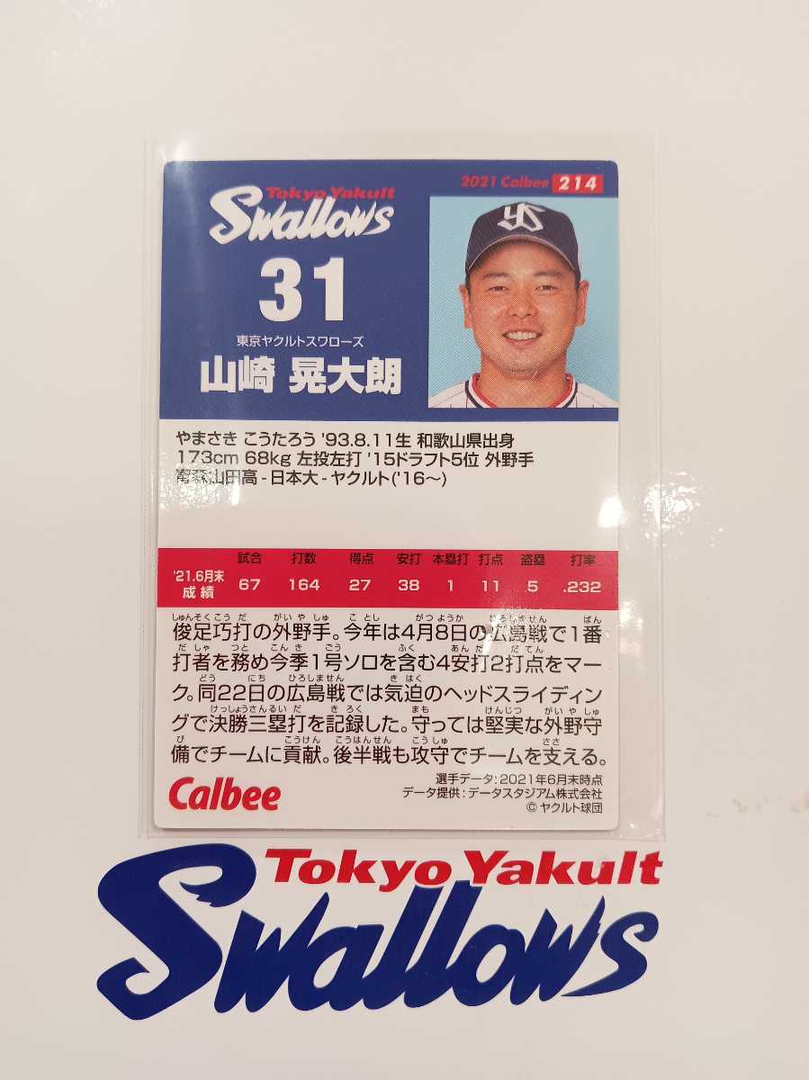 カルビープロ野球チップス 2021年 第3弾 レギュラーカード 東京ヤクルトスワローズ 214　 山崎　晃大朗_画像2