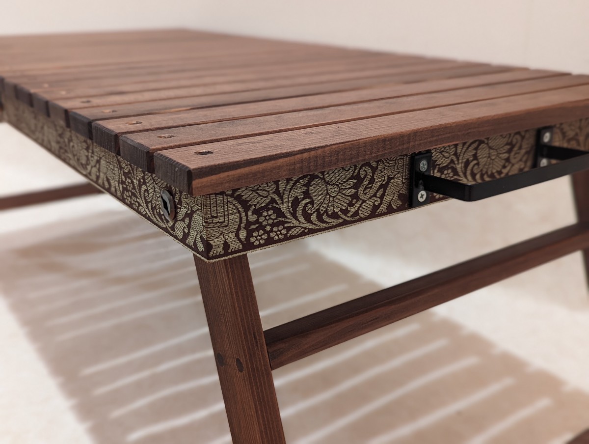 折りたたみローテーブル 横幅90サイズチロリアンテープ仕様 DIY工房秀の風オリジナル 