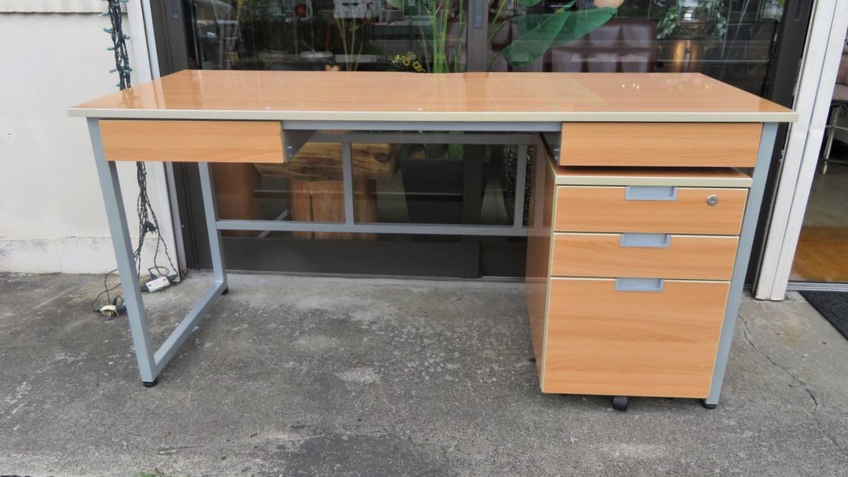 [ Aichi store * delivery is possible to do ] width 160cm desk wagon attaching with casters steel pipe desk wagon writing desk PC desk table working bench 