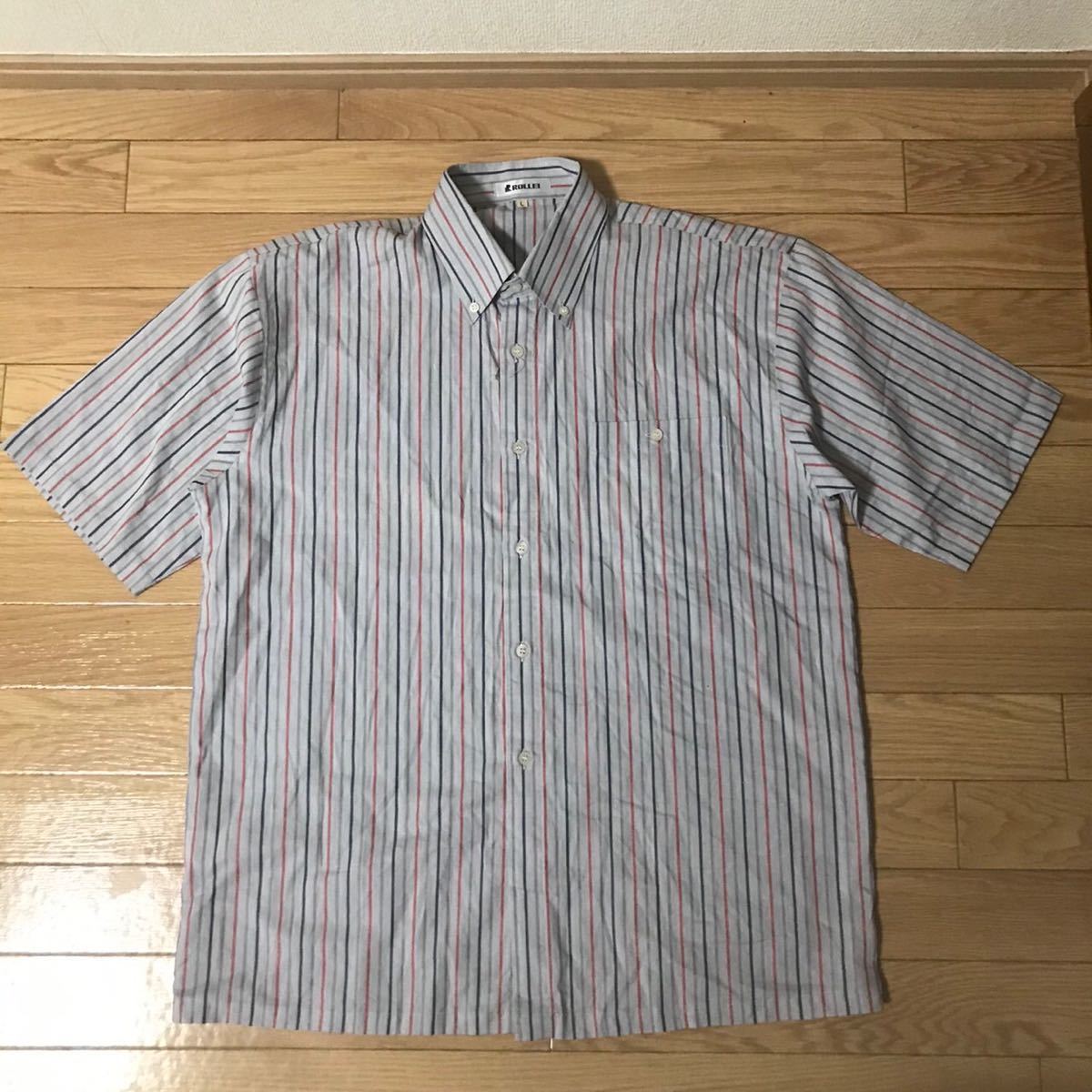 ROLLEI ローライ　アダルトカジュアルシャツ　ストライプシャツ　半袖　日本製　大きめ　サイズL 新品