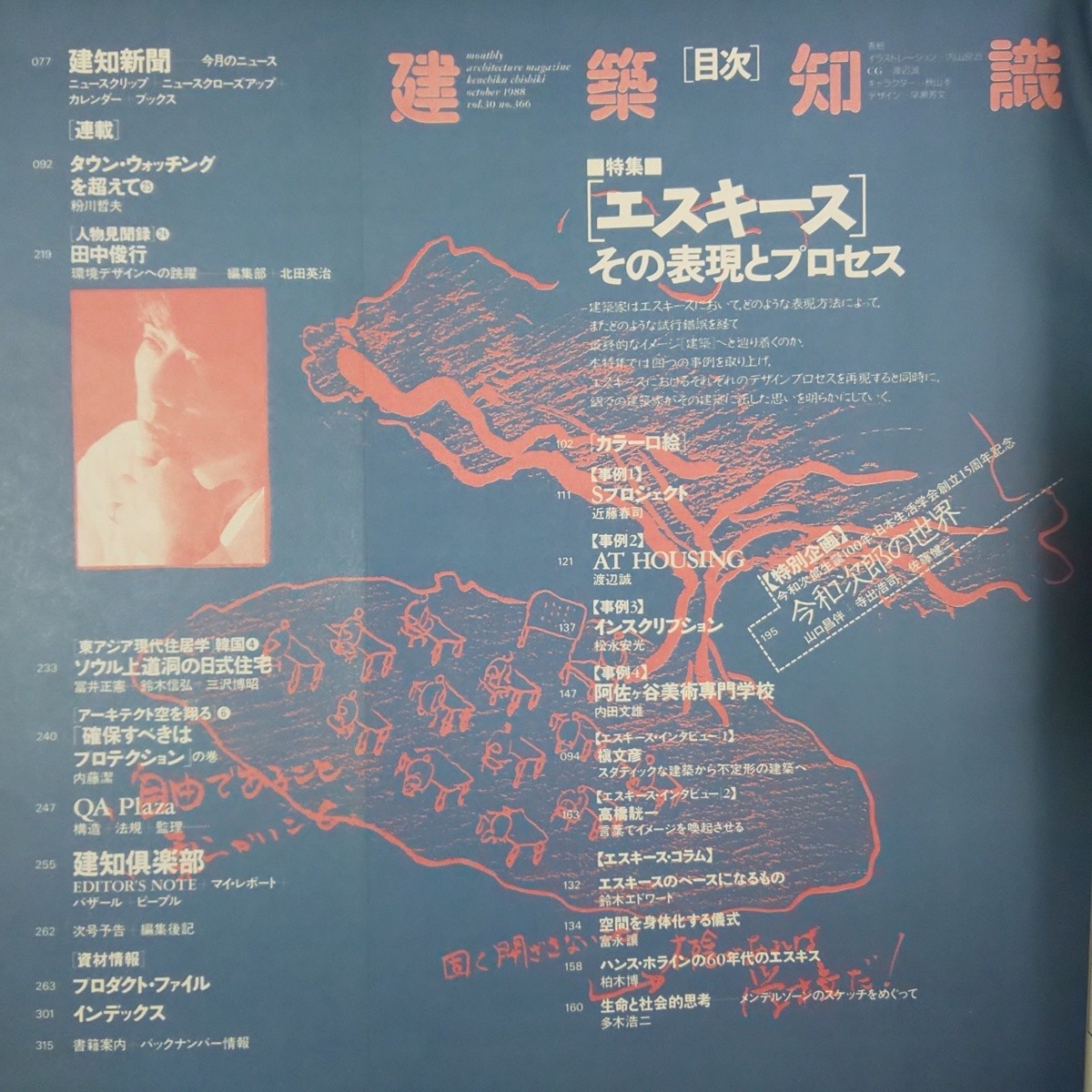 3610/建築知識　1988年10月号　vol.30 no.366　特集：[エスキース]その表現とプロセス　特別企画：今和次郎生誕100年記念・今和次郎の世界_画像2