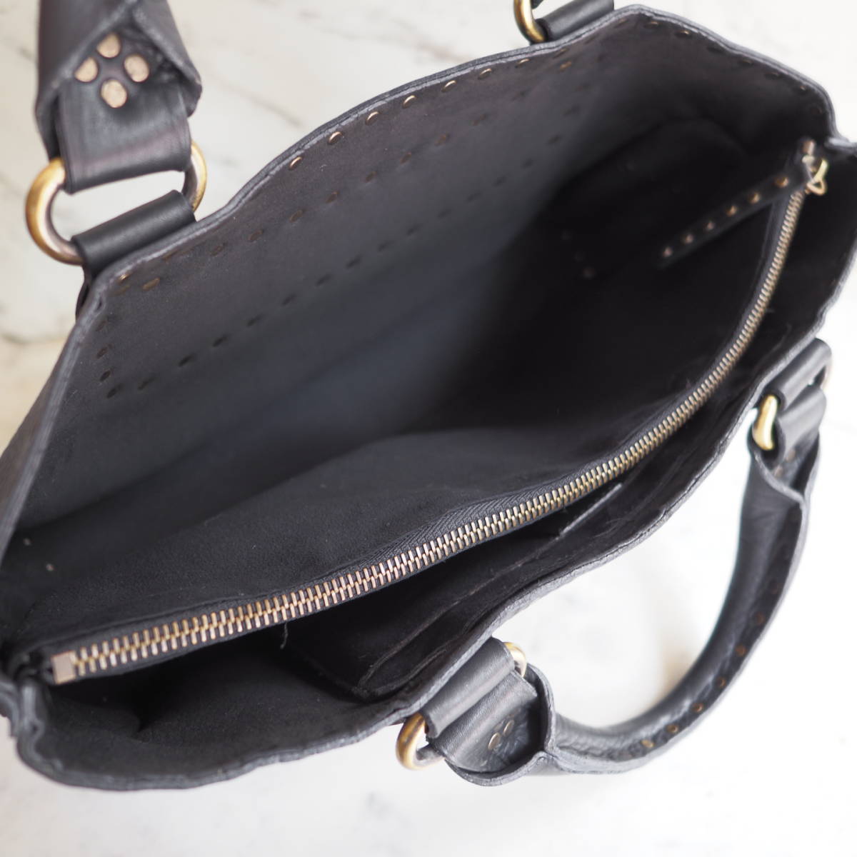 セリーヌ CELINE ブギーバッグ スタッズ ブラック レザー ハンドバッグ