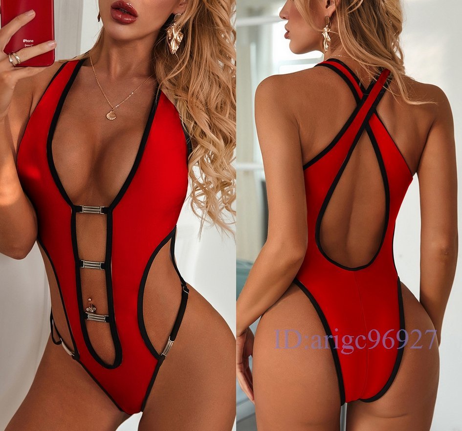 Q484* new goods M size super sexy special design cosplay RQ Leotard high leg swimsuit .. race queen costume play clothes red 