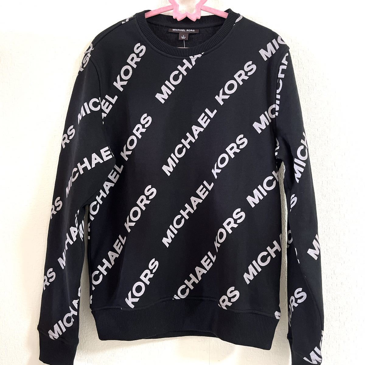 ★レア 新品 MICHAEL KORS マイケルコース MKロゴ 総柄 トレーナー 男女兼用 スウェット パーカー 正規品 ブランド 裏起毛 レディース