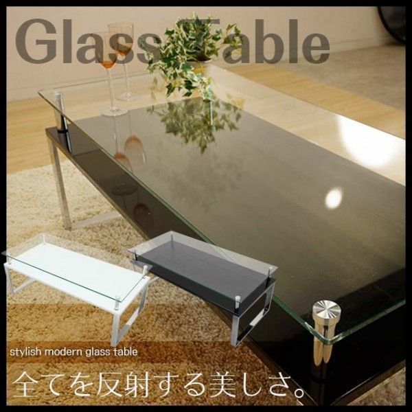 長方形の客間テーブル ガラス センターテーブル 強化ガラス ロー