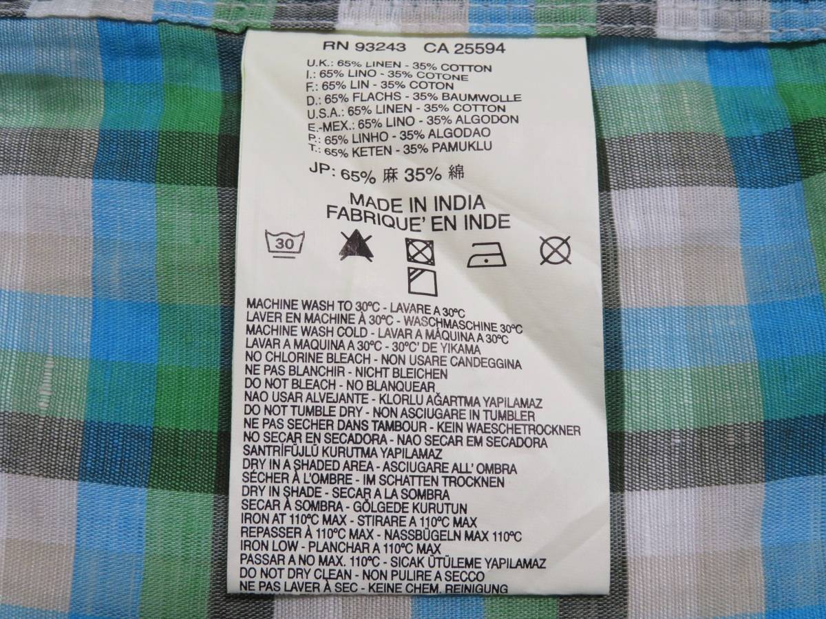美品 インド製 DIESEL ディーゼル マドラスチェックシャツ 上質インド製生地 麻綿 リネンコットンシャツ 半袖トップス メンズウエア 夏物_画像8