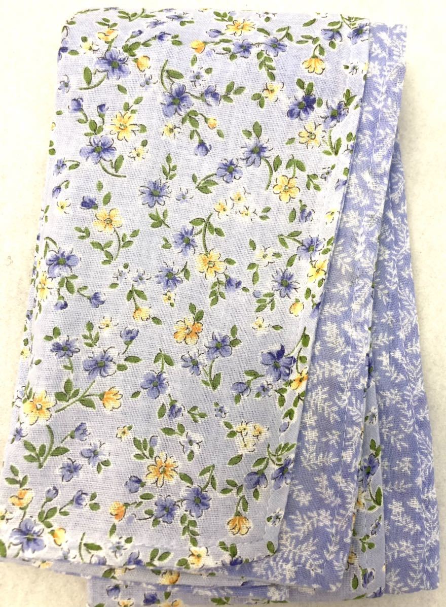  postal free shipping! gift also! C100% walking gauze reversible * * natural small flower blue * CHA-CA.