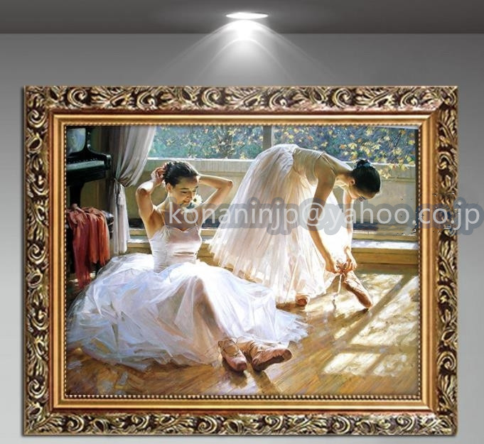 超美品~バレエを踊る女の子 油絵 装飾画_画像1