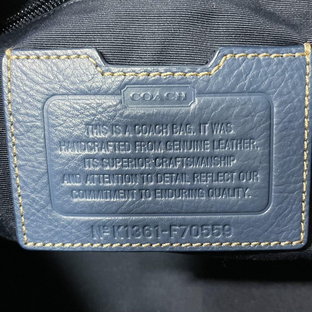 1円 【上品】COACH コーチ メンズ ショルダーバッグ ヘリテージ メッセンジャー 斜めがけ 肩掛け70559 ブルー レアカラー 本革 カバン_画像10