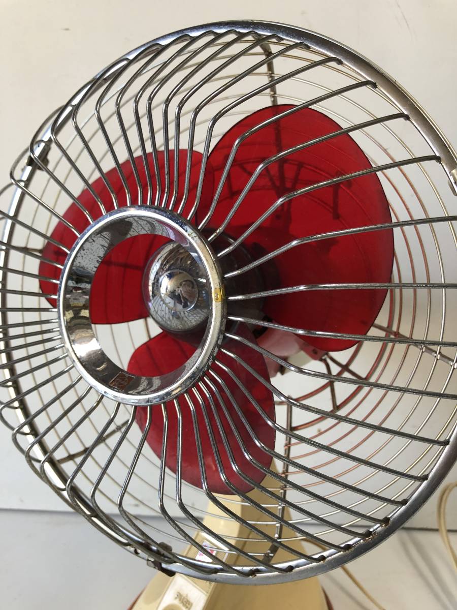 ⑧*NICHIEI*National* set electric fan small size desk compact F-20FG blue / red electric fan yawing retro antique 