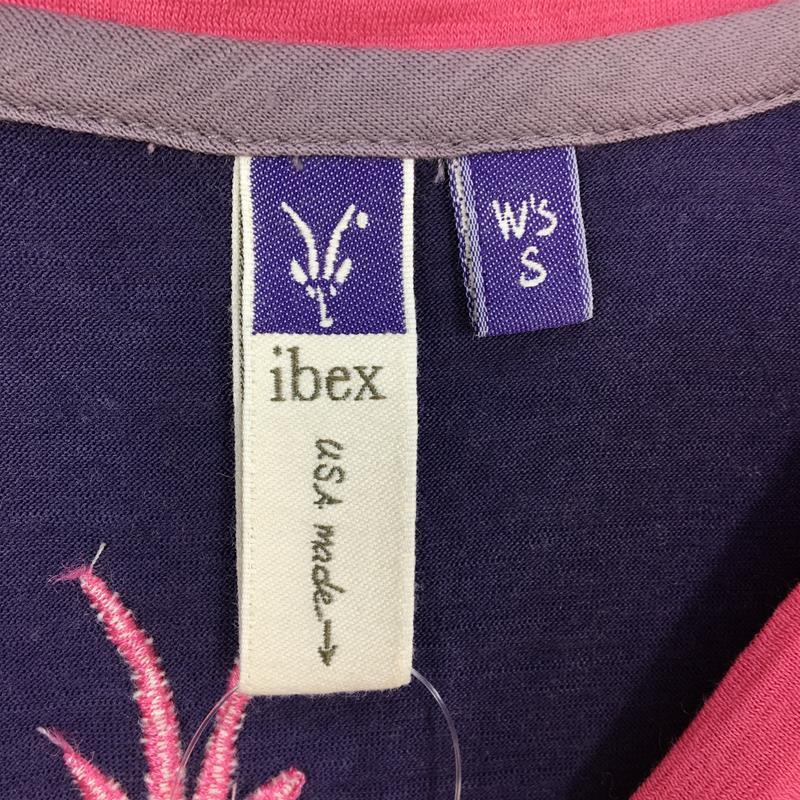 WOMENs S アイベックス メリノウール クルーネック Tシャツ フレンチスリーブ IBEX パープル系_画像3