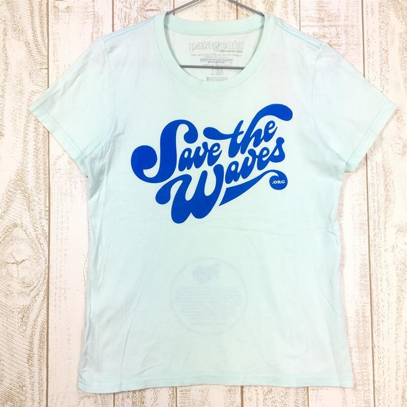 WOMENs XS パタゴニア ウィメンズ SaveTheWaves.org オーガニックコットン Tシャツ PATAGONIA ブルー系_画像1