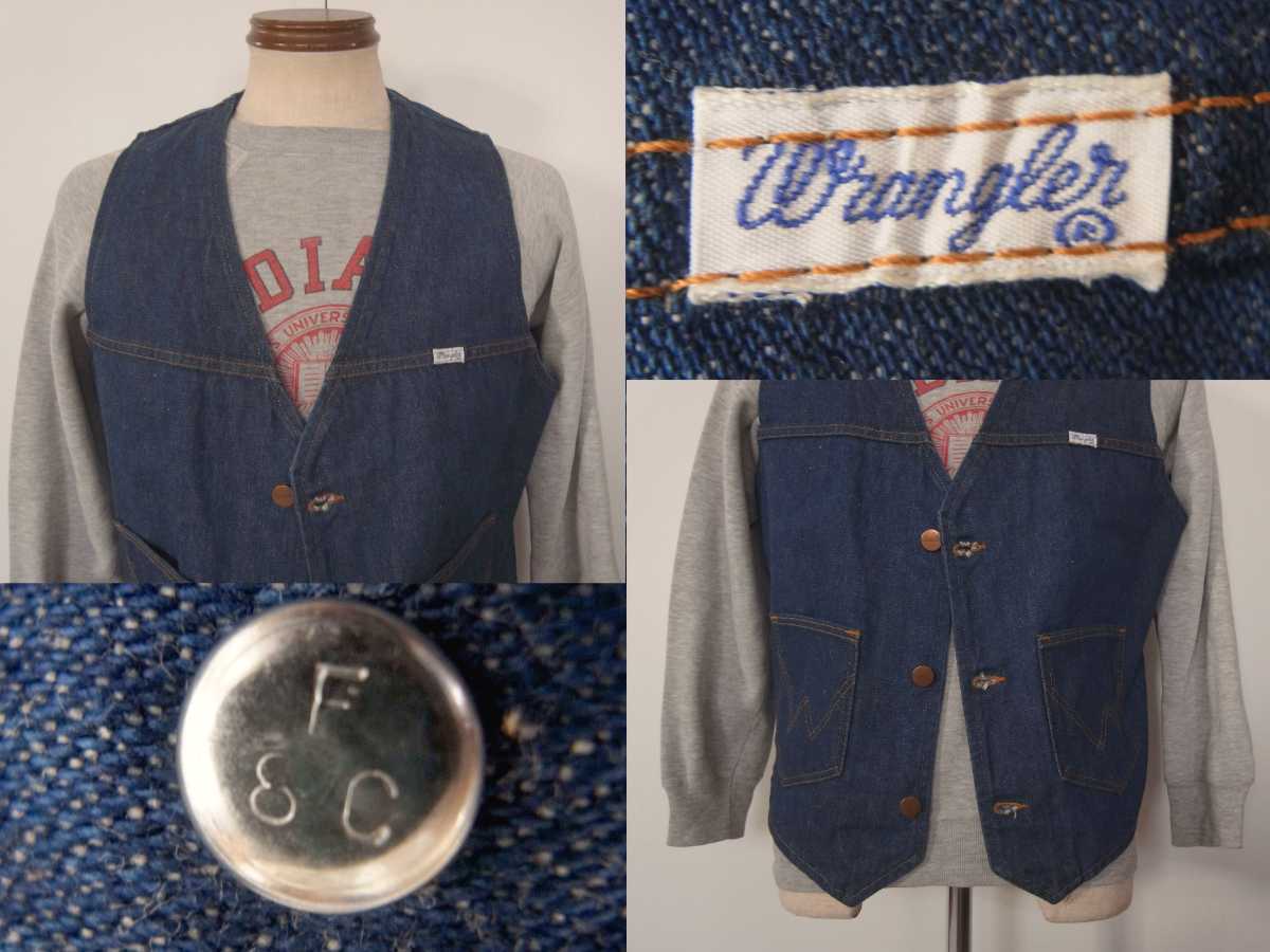 濃紺 70s 80s ビンテージ wrangler ラングラー USAアメリカ製 NO fault DENIM ベスト VINTAGE マッコイズ RL ウエアハウス LEVIS モデルの画像4