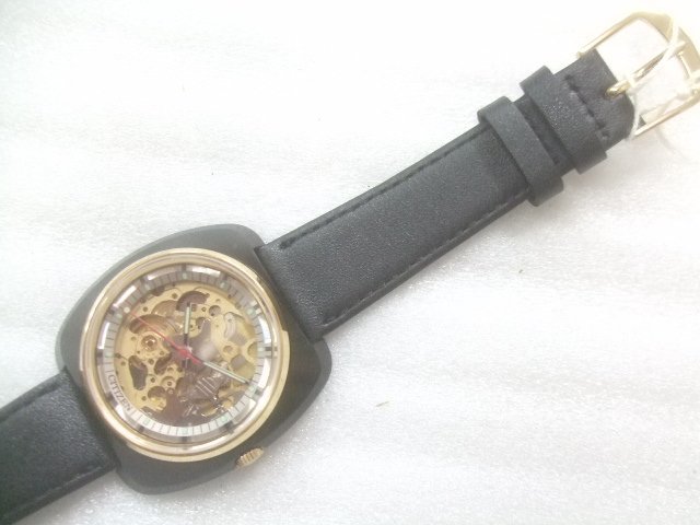 デッドストック未使用70sシチズン両面スケルトン珍品腕時計動品　T814