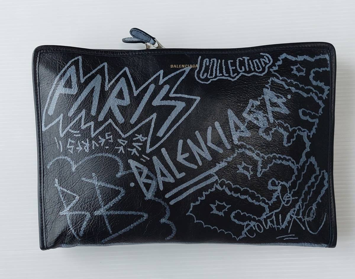 BALENCIAGA バレンシアガ・レザー クラッチバッグ 美品ブラック