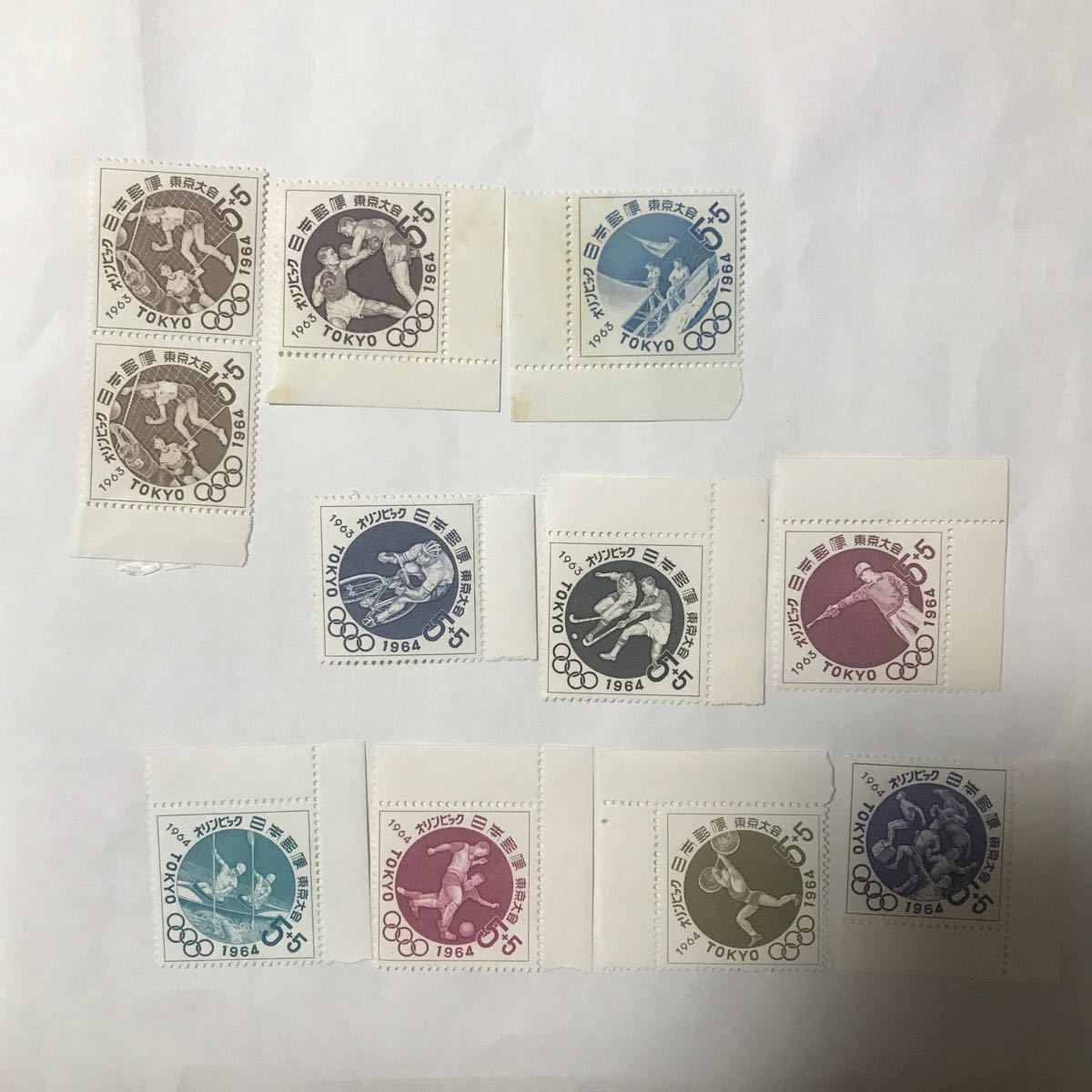 東京オリンピック切手小型シート6種6枚とバラ11枚  