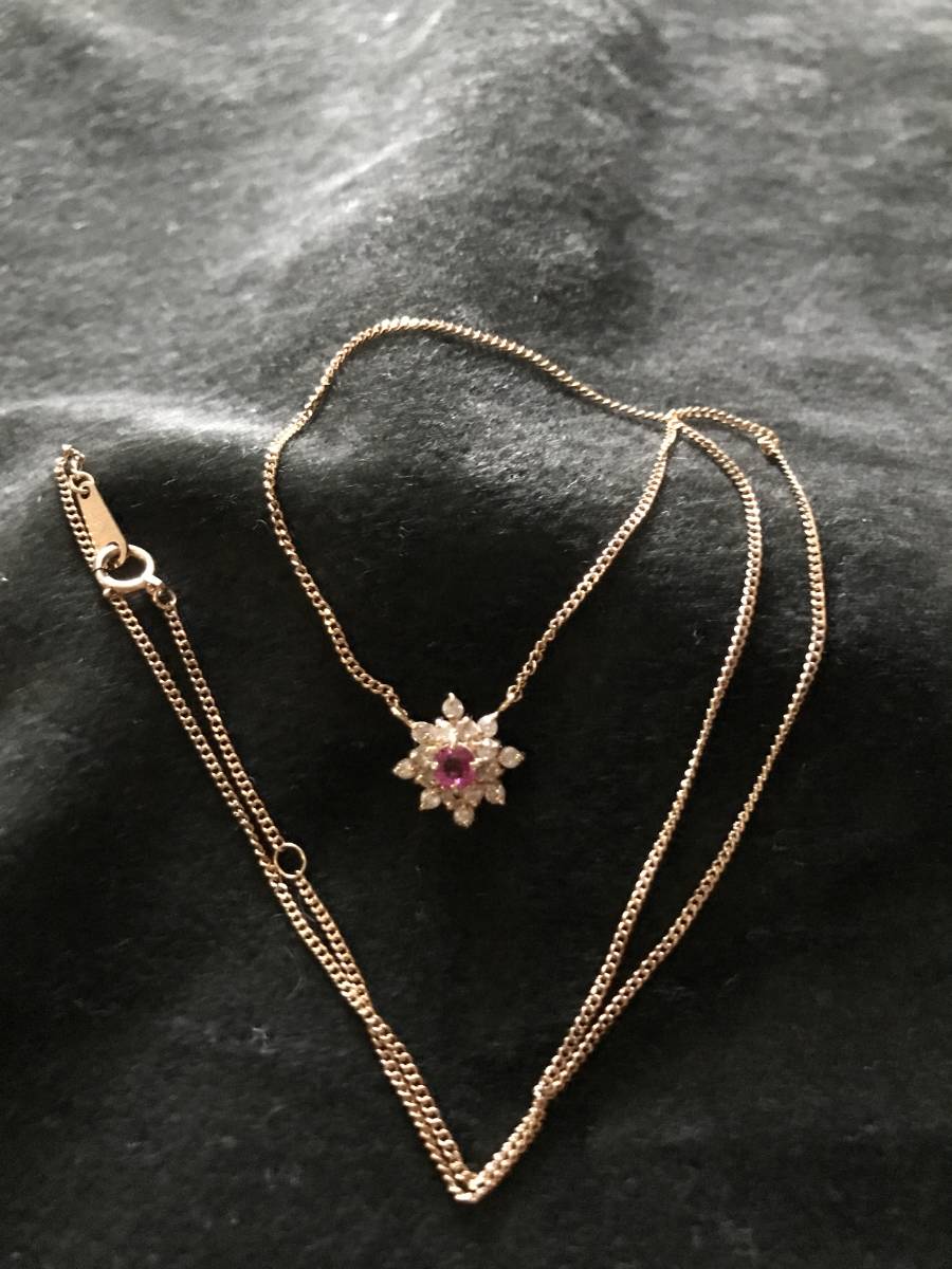 スノー. クリスタル Ruby & Diamond ネックレス ケース付き♪ www