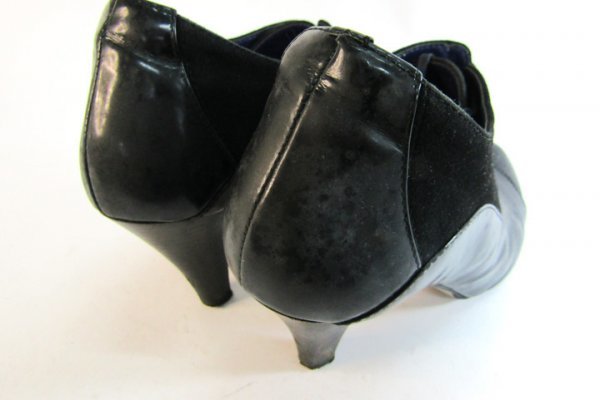 oubani Star race up bootie boots shoes 23.0cm suede black black lady's brand Au BANNISTER