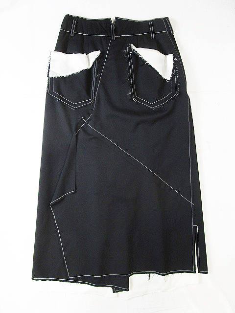(D) 美品 sulvam サルバム SKIRT PANTS スカートパンツ S ブラック ホワイト_画像2