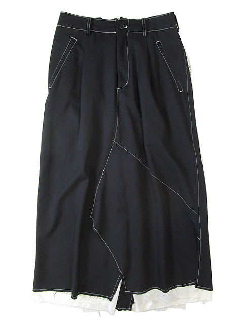 (D) 美品 sulvam サルバム SKIRT PANTS スカートパンツ S ブラック ホワイト_画像1