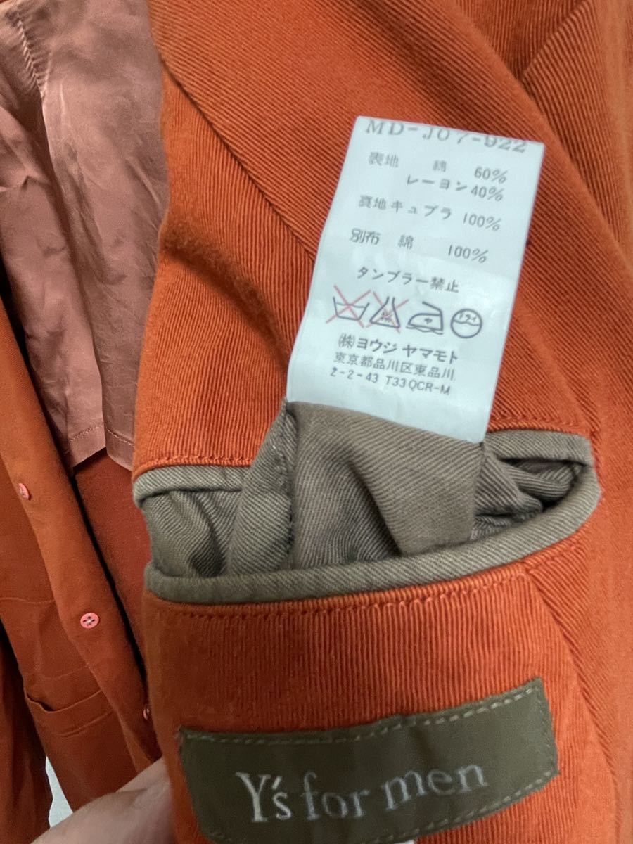 Y's for men ワイズ オレンジ 段返り4つボタンジャケット 希少 サイズ3