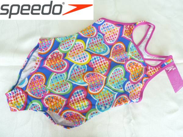 新品 SPEEDO（スピード）★★ カラフルハート柄水着 ワンピース 150 スイミング水着の画像1