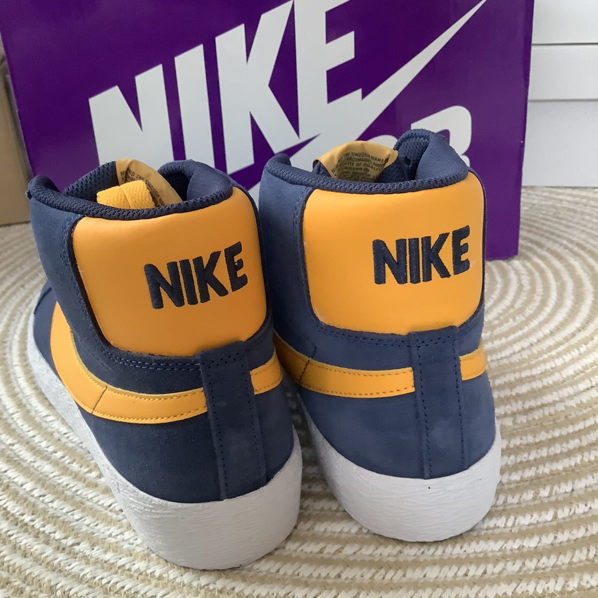 27.5cm 希少ミシガンカラー！NIKE Blazer MID ナイキ ブレザー ネイビー イエロー SB スエード 新品未使用_画像6