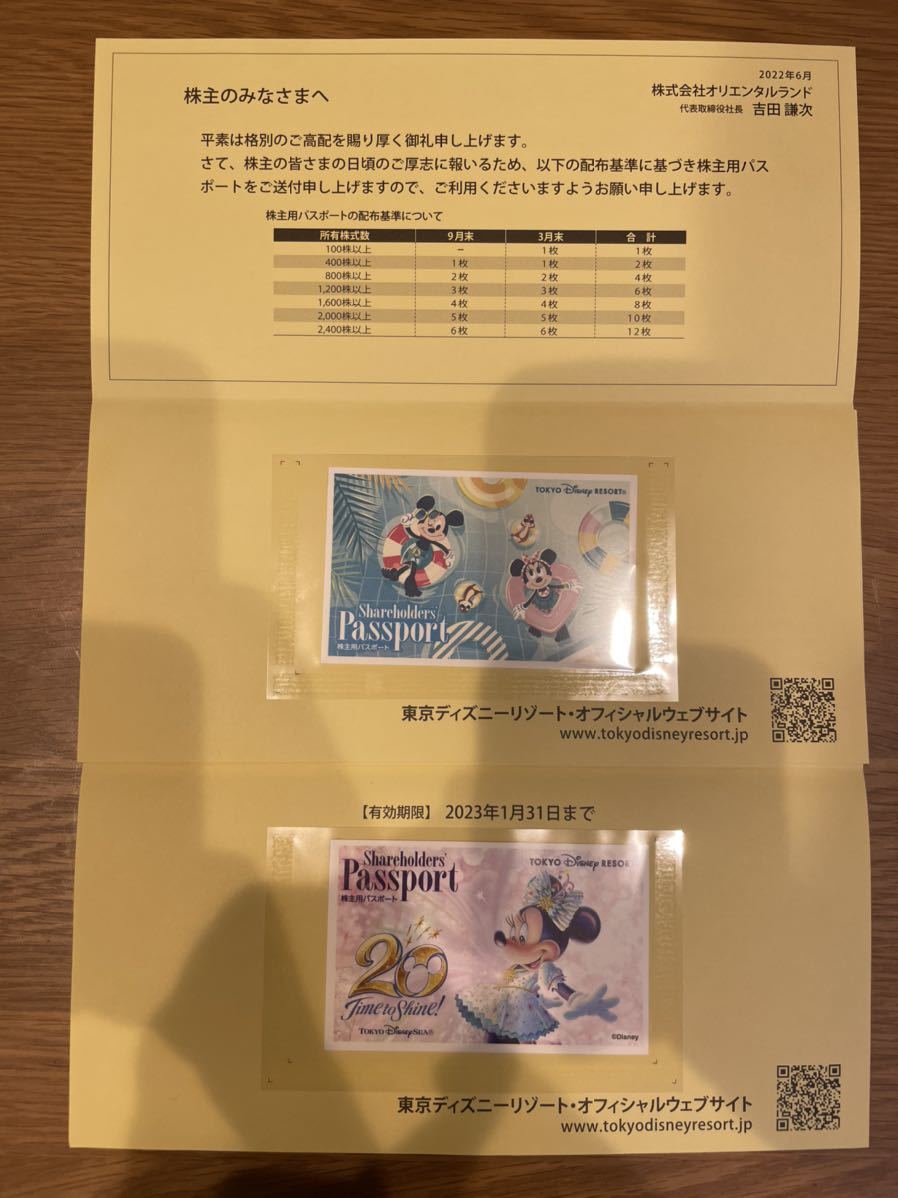 ☆送料無料☆株主優待 パスポート東京ディズニーランド東京ディズニーシー_画像1