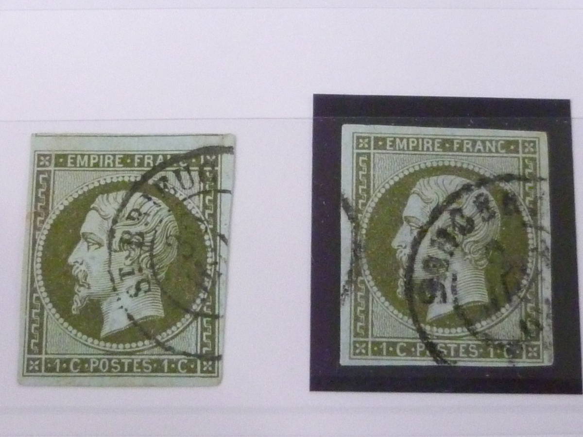 22L　A　№21　フランス切手 クラシック　1853-1860年　SC#12　ナポレオン　1c　計6枚+カバー　使用済　_画像4