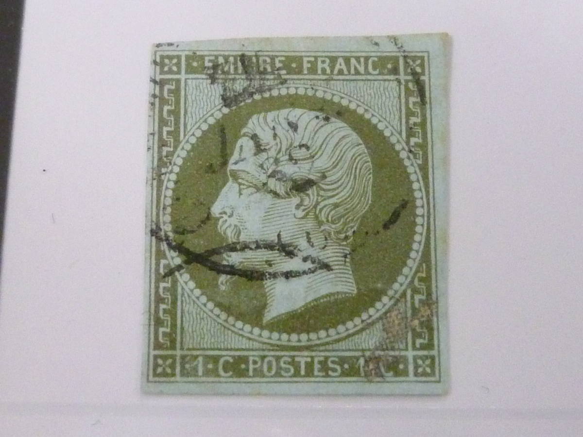22L　A　№21　フランス切手 クラシック　1853-1860年　SC#12　ナポレオン　1c　計6枚+カバー　使用済　_画像5