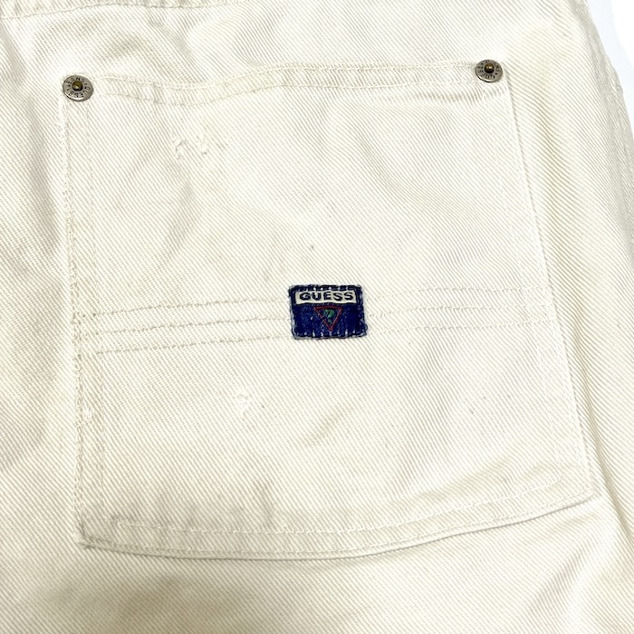 【送料無料】90s USA製 GUESS ホワイトデニム ショーツ vintage 古着 オールドスケート_画像7