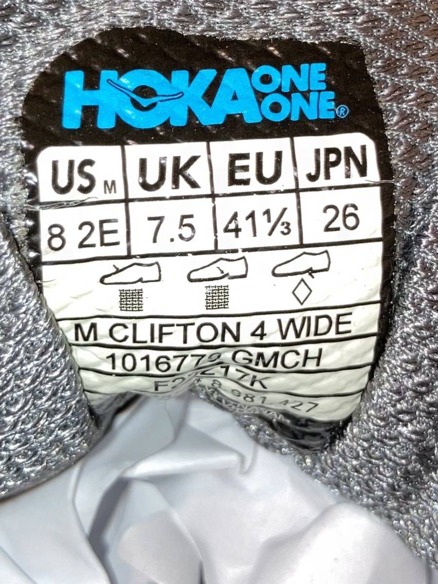 ホカオネオネ HOKA ONEONE M CLIFTON4 WIDE クリフトン4 ワイド グレー
