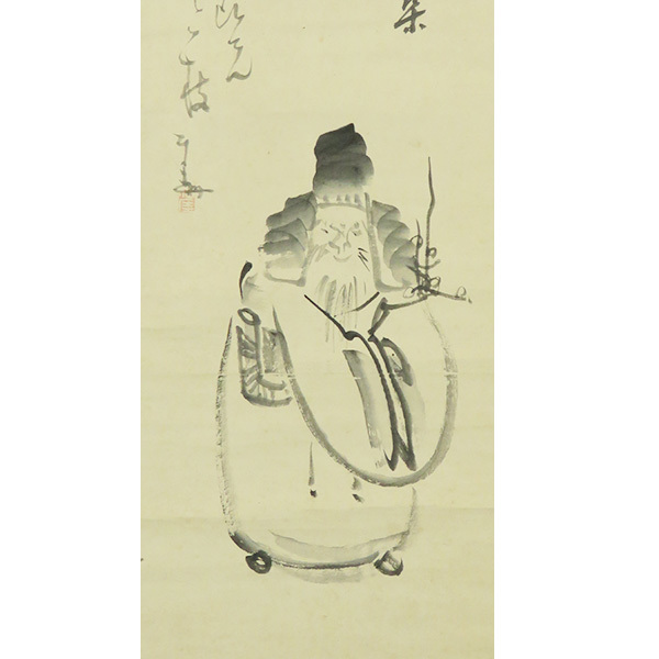 B-2377【真作】仙厓義梵 肉筆紙本 渡唐天神図画賛 箱書有 掛軸／臨済宗の禅僧 博多 聖福寺 墨蹟 書画_画像6