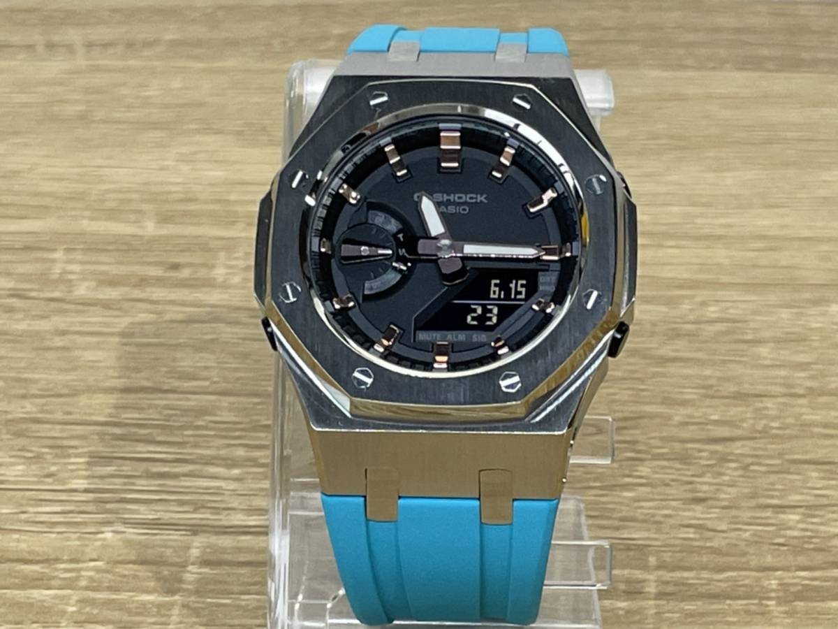 新品未使用】Gショック シルバーメタル 新色ターコイズブルー gmas2100