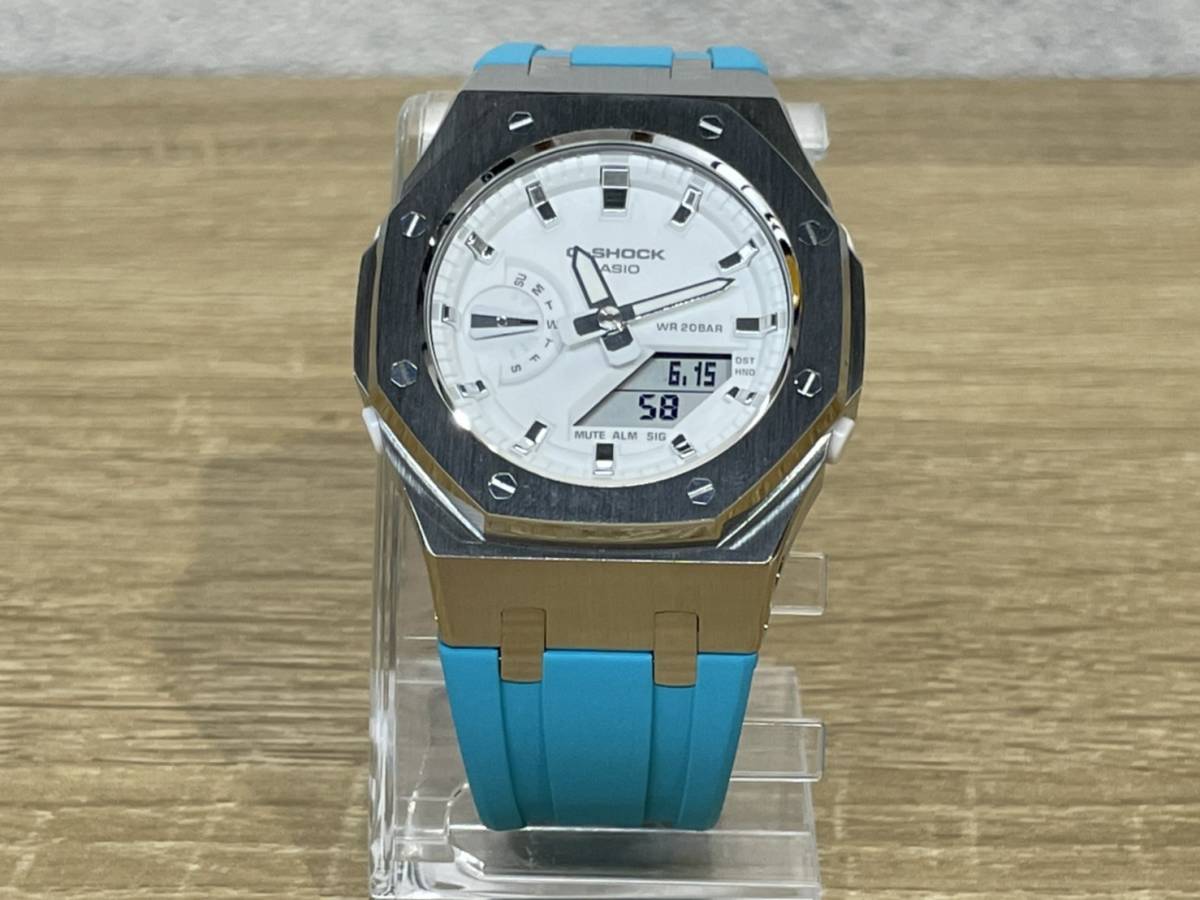 【新品未使用】Gショック シルバーメタル 新色ターコイズブルー gma-s2100-7a