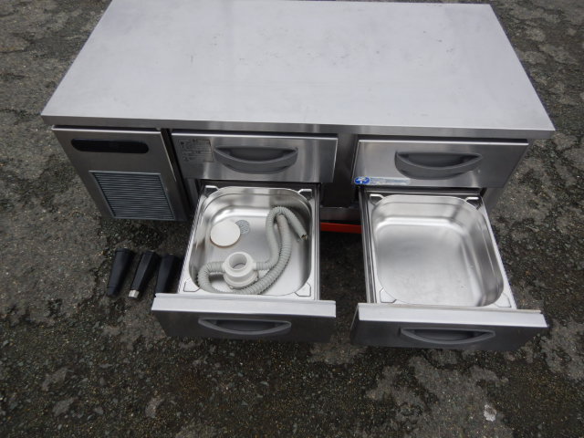 2010年製 フクシマ 冷蔵 低 ドロワー コールドテーブル TBC-40RM W120D60H58cm 126L 100V 80kg 2/3ホテルパン  2段 引出