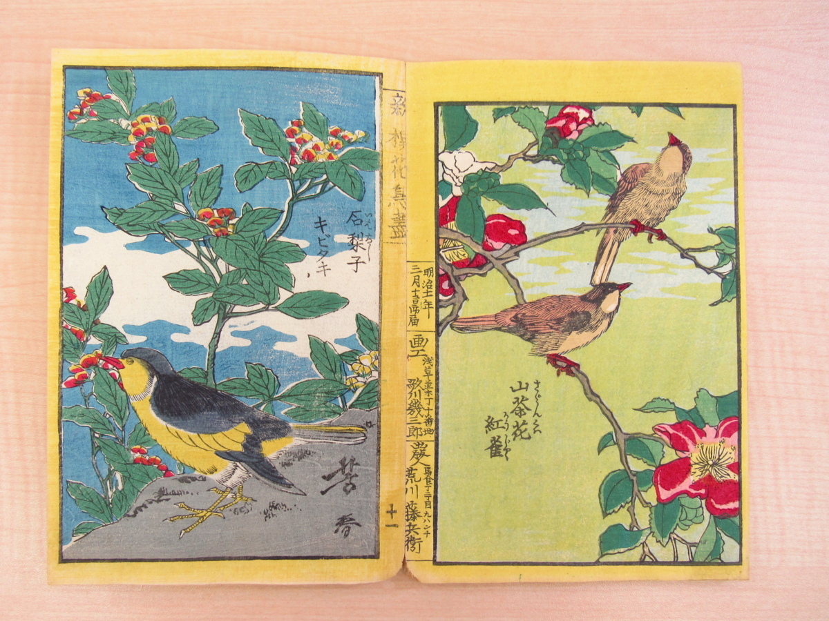 歌川芳春『新撰花鳥図会』明治11年刊 木版色摺花鳥画譜 彩色木 歌川芳春『新撰花鳥図会』明治11年刊 木版色摺花鳥画譜 彩色木