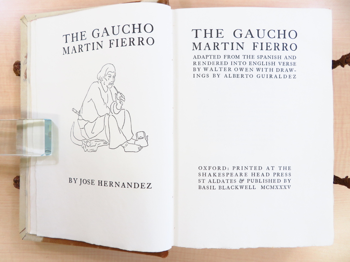 ホセ・エルナンデス『THE GAUCHO MARTIN FIERRO』限定25部 1935 ホセ・エルナンデス『THE GAUCHO MARTIN FIERRO』限定25部 1935