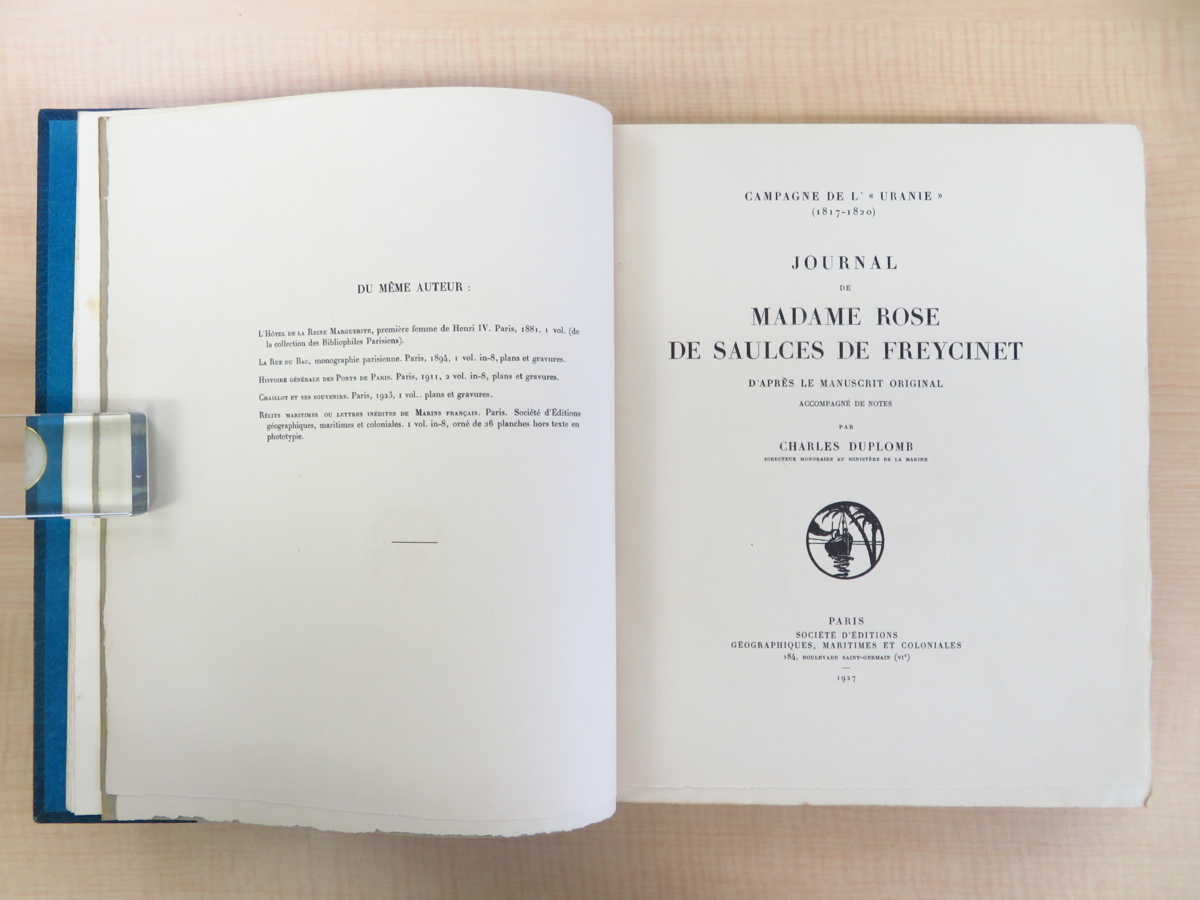 『Journal de Madame Rose-』1927年刊 19世紀フランス海洋冒険家ルイ・ド・フレシネ世界周航旅行記 1930年代極上美装本 ルリユール_画像5