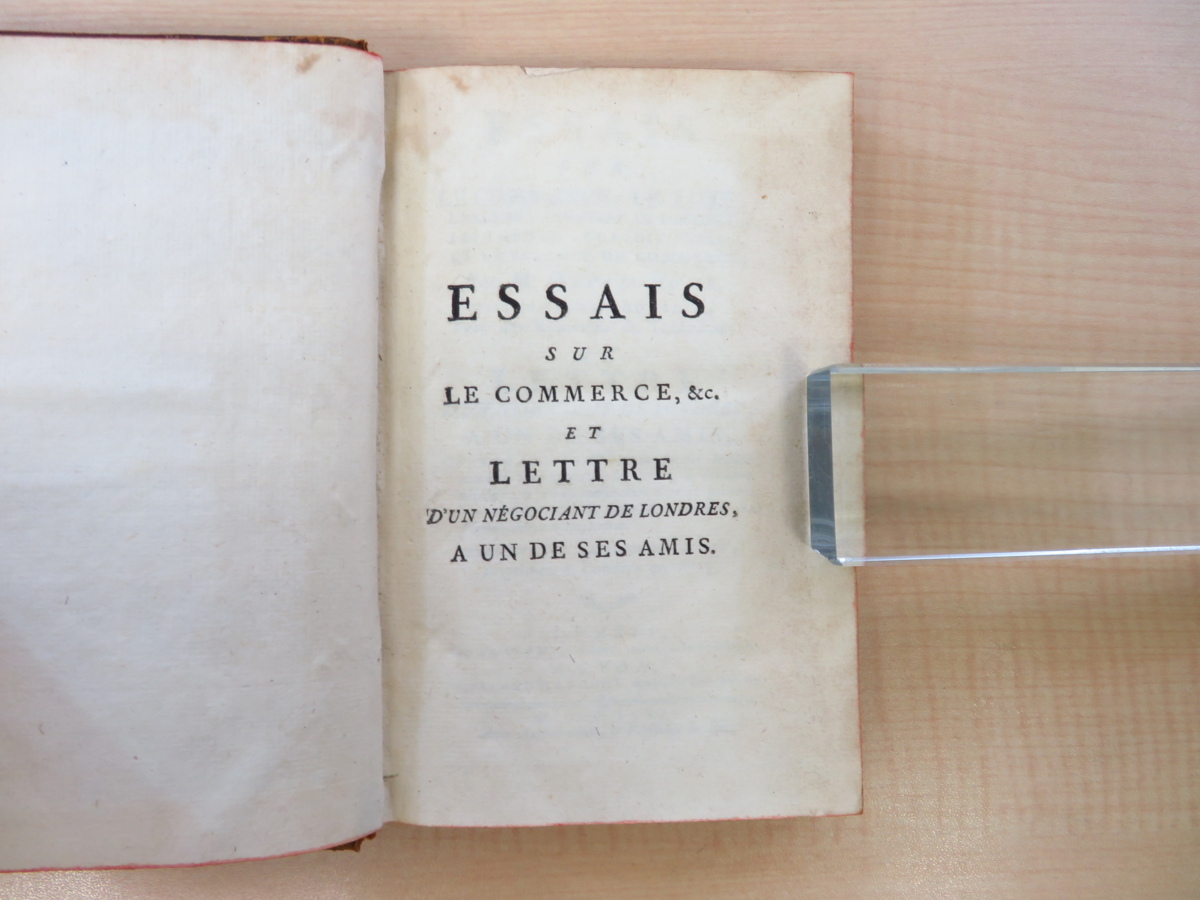 【ふるさと割】 9343円 David Hume『Essais sur le commerce』1767年Chez 画集