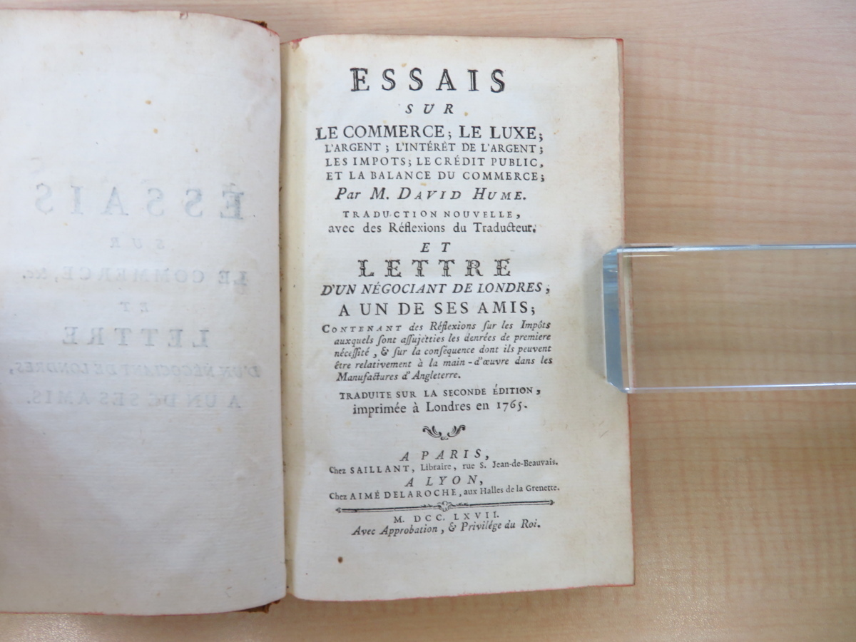 100%品質 9343円 David Hume『Essais sur le commerce』1767年Chez 画集