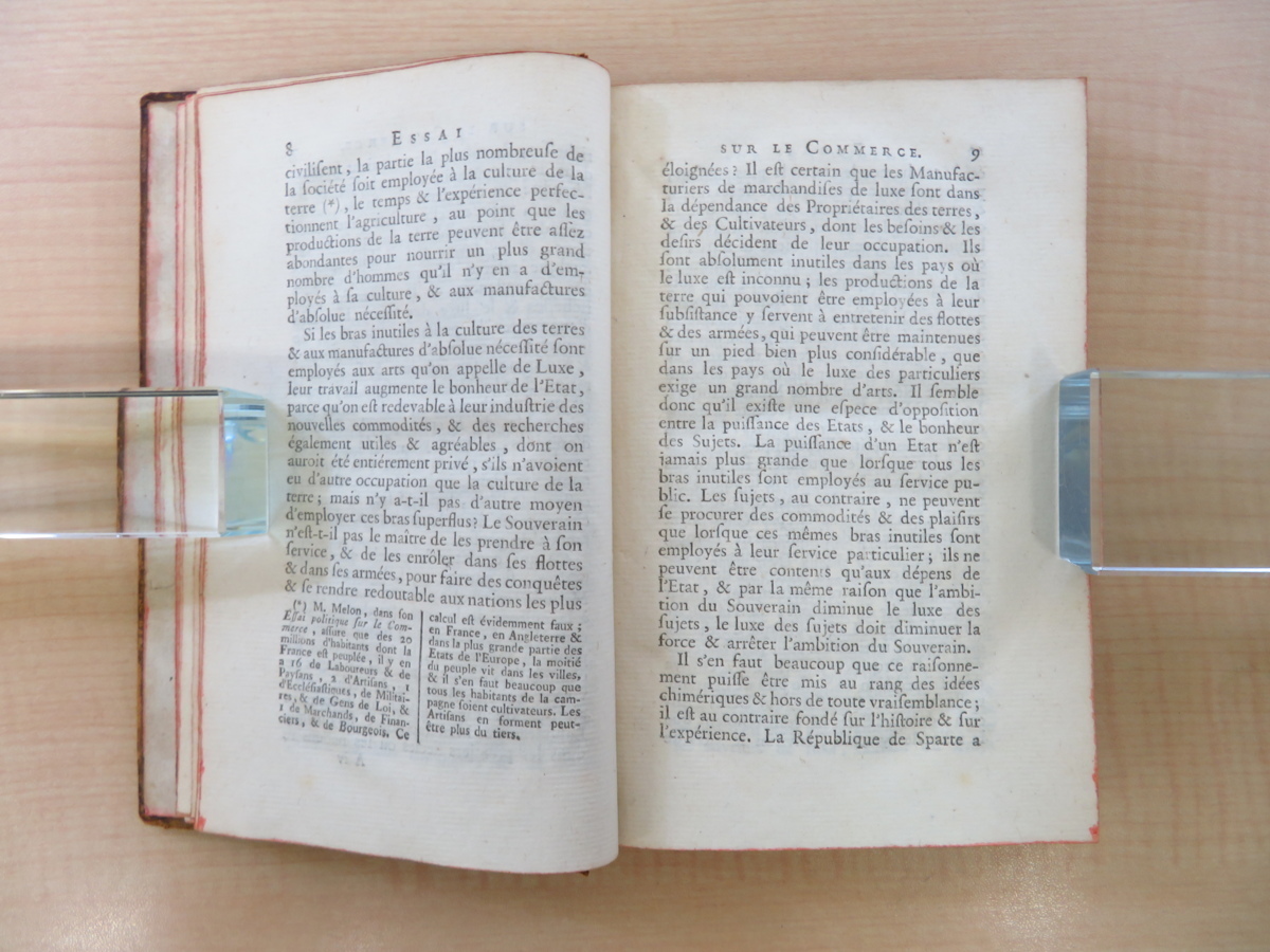David Hume『Essais sur le commerce』1767年Chez Saillant（パリ）刊