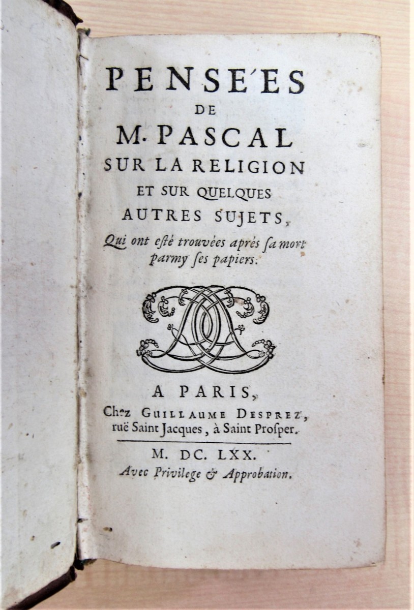 Blaise Pascal『Pensees de M. Pascal-』1670年Chez Guillaume Desprez（パリ）ブレーズ・パスカル『パンセ』初版本_画像5